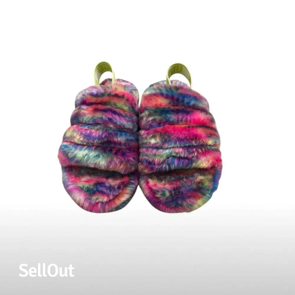 UGG‎ Girls Fluff Yeah Slippers Multicolor Size 13 Plush Cozy Slides